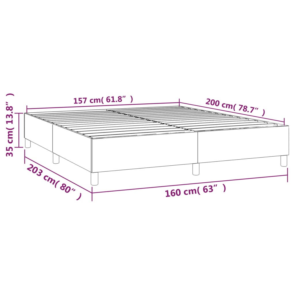 Cadru de pat box spring, gri, 160x200 cm, piele ecologică - Lando