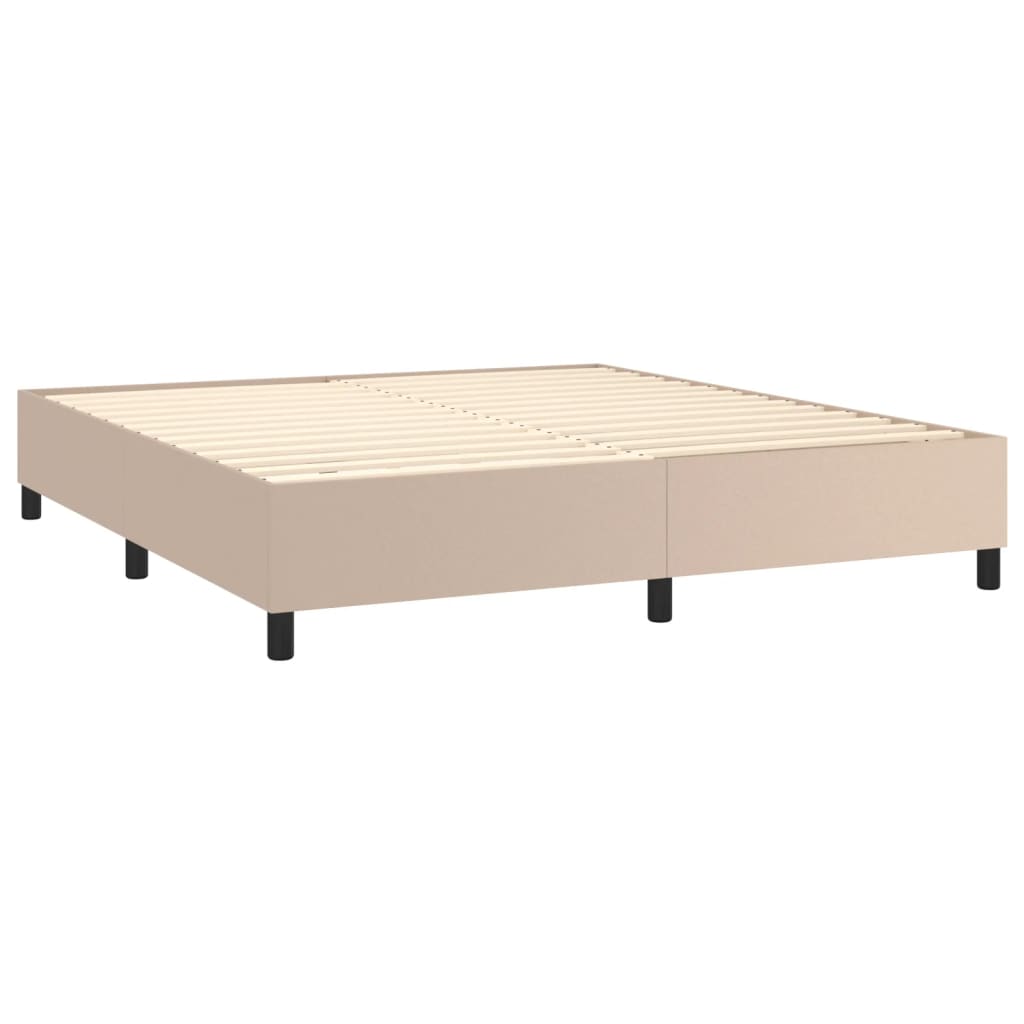 Cadru de pat box spring, cappuccino, 160x200cm, piele ecologică - Lando