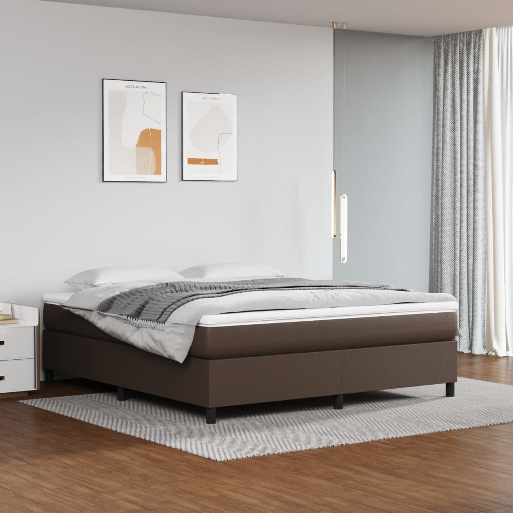 Cadru de pat box spring, maro, 180x200 cm, piele ecologică - Lando