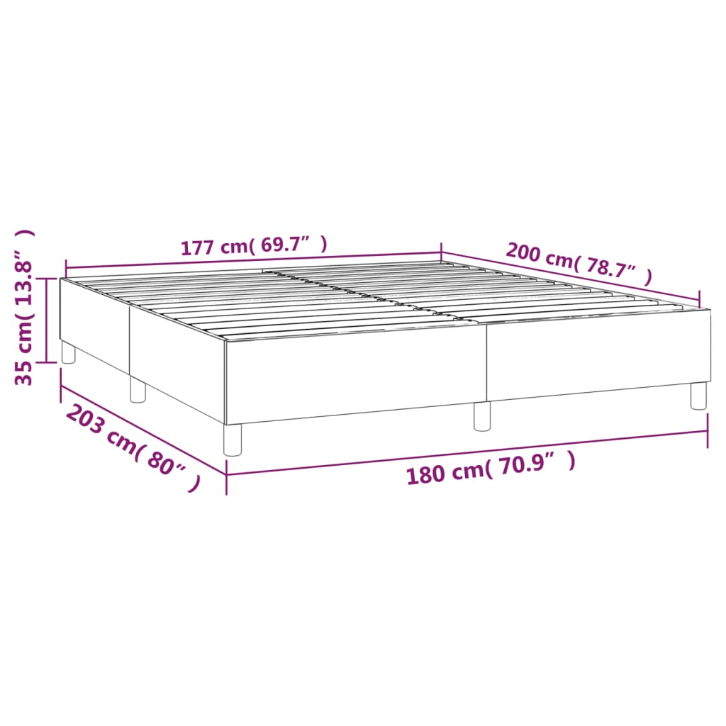Cadru de pat box spring, gri, 180x200 cm, piele ecologică - Lando