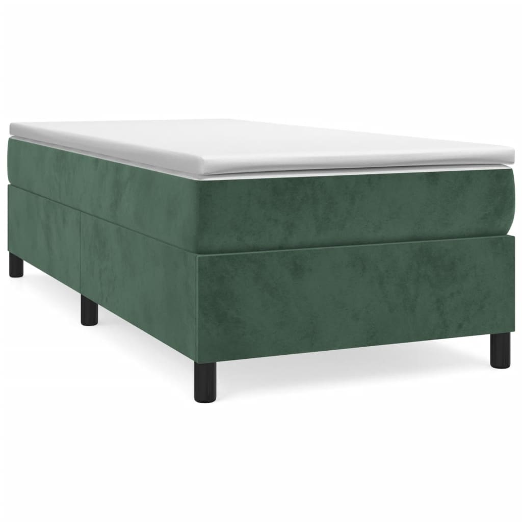 Cadru de pat box spring, verde închis, 90x190 cm, catifea - Lando