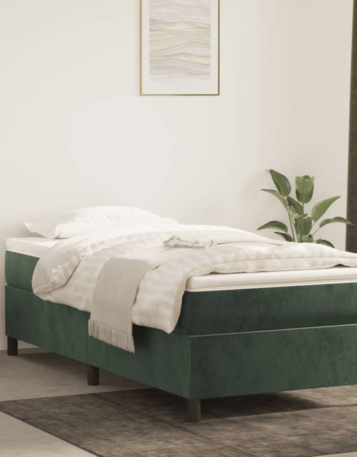 Încărcați imaginea în vizualizatorul Galerie, Cadru de pat box spring, verde închis, 90x190 cm, catifea - Lando

