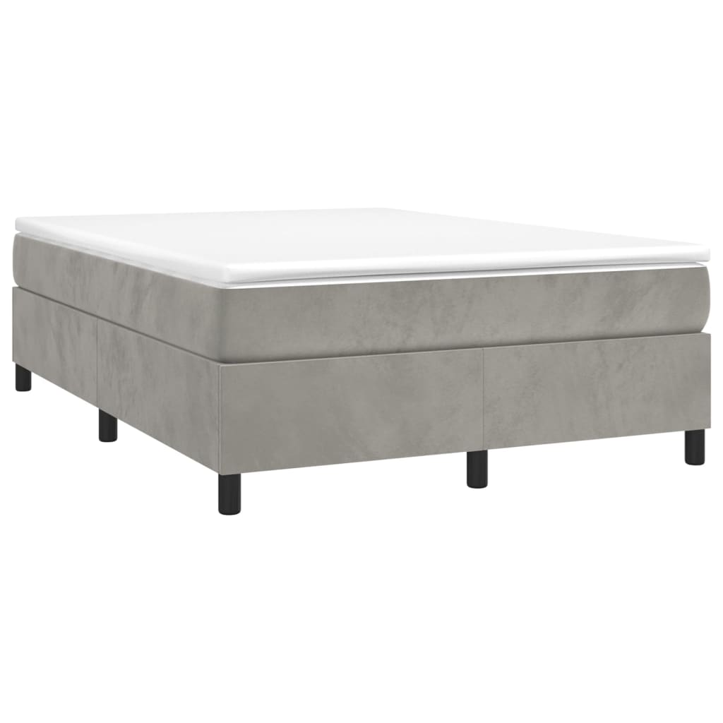 Cadru de pat box spring, gri deschis, 140x190 cm, catifea - Lando