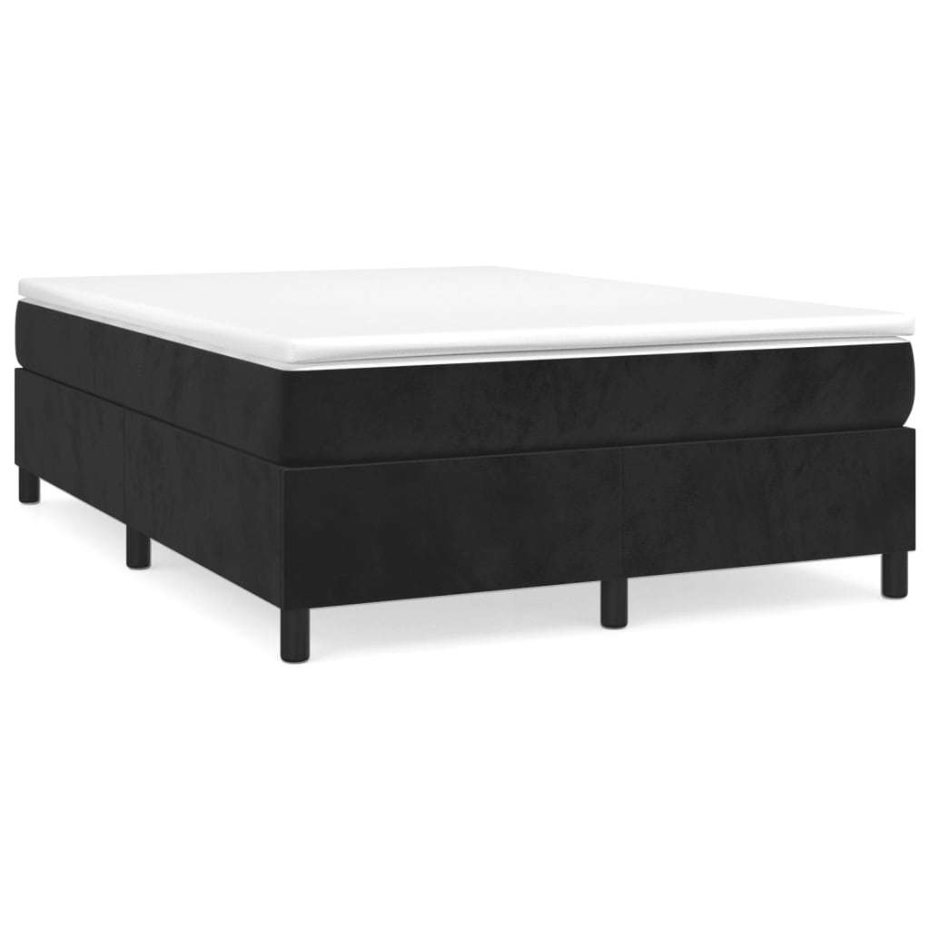 Cadru de pat box spring, negru, 140x190 cm, catifea - Lando