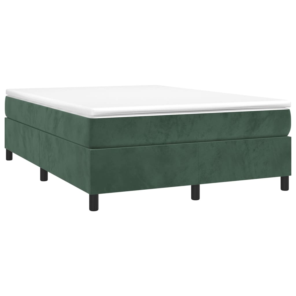 Cadru de pat box spring, verde închis, 140x190 cm, catifea - Lando
