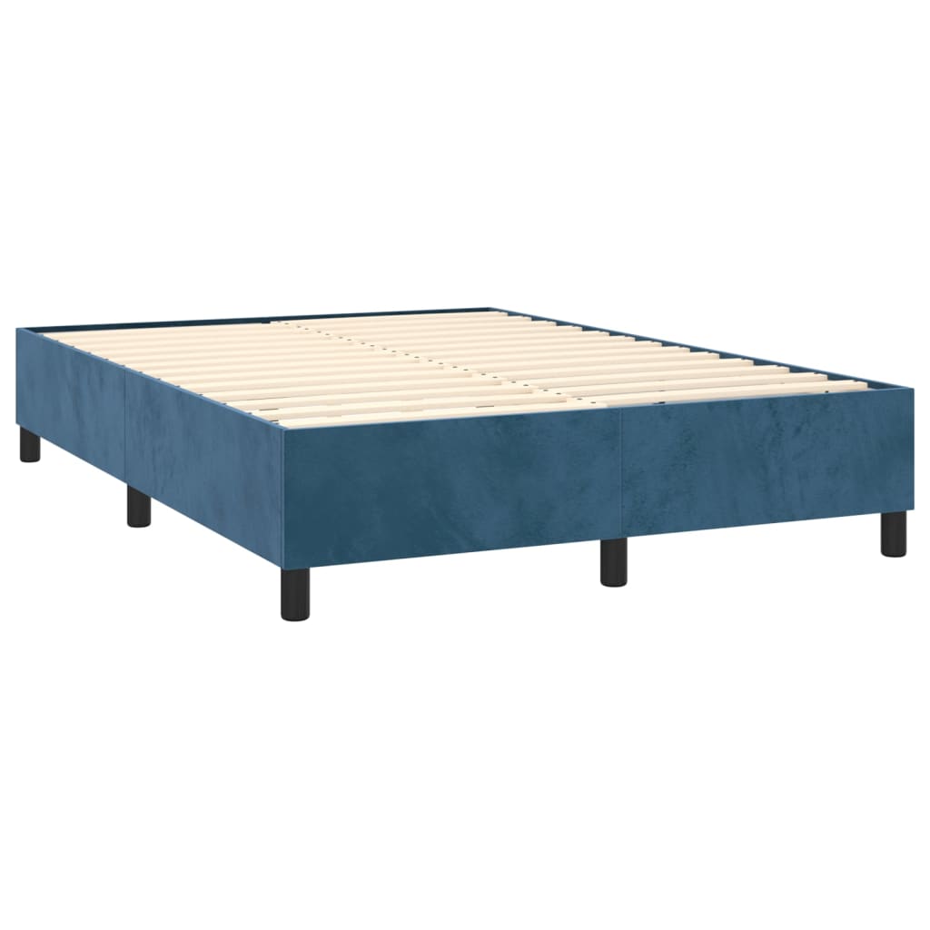 Cadru de pat box spring, albastru închis, 140x190 cm, catifea - Lando