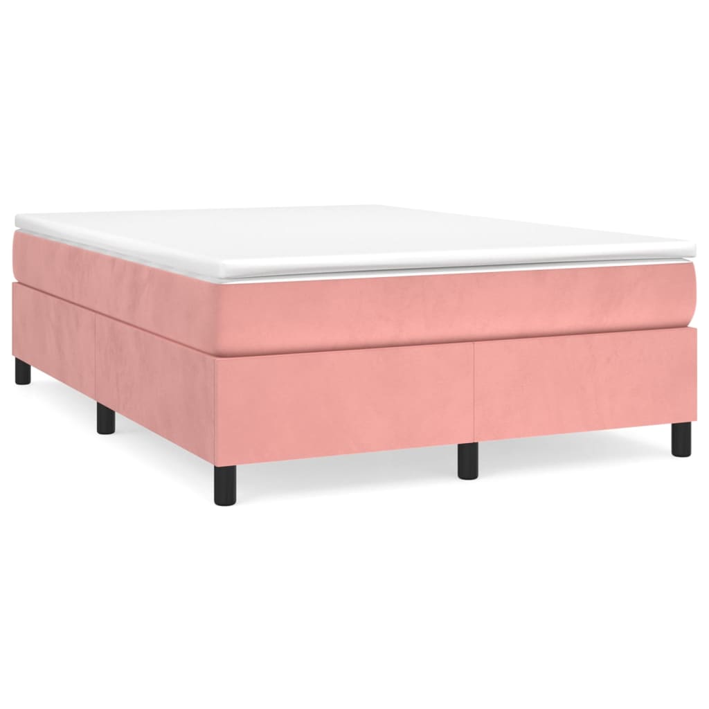 Cadru de pat box spring, roz, 140x190 cm, catifea - Lando