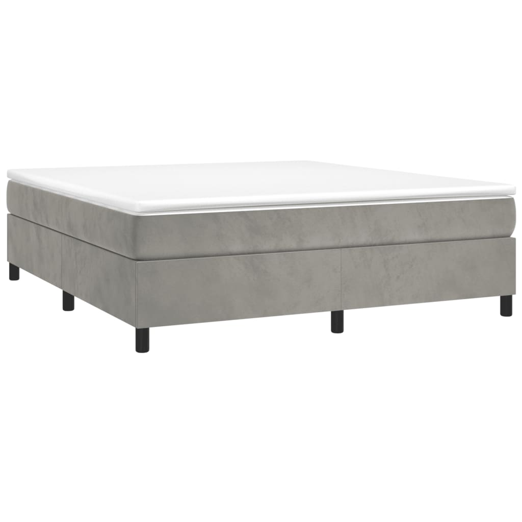 Cadru de pat box spring, gri deschis, 160x200 cm, catifea - Lando