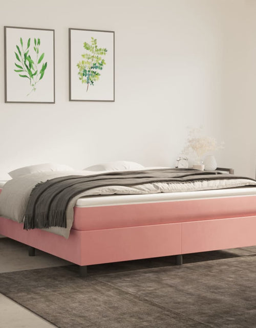 Încărcați imaginea în vizualizatorul Galerie, Cadru de pat box spring, roz, 160x200 cm, catifea - Lando
