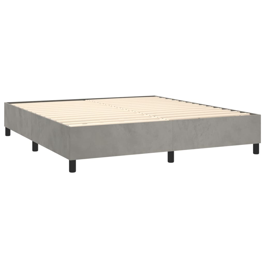 Cadru de pat box spring, gri deschis, 200x200 cm, catifea - Lando