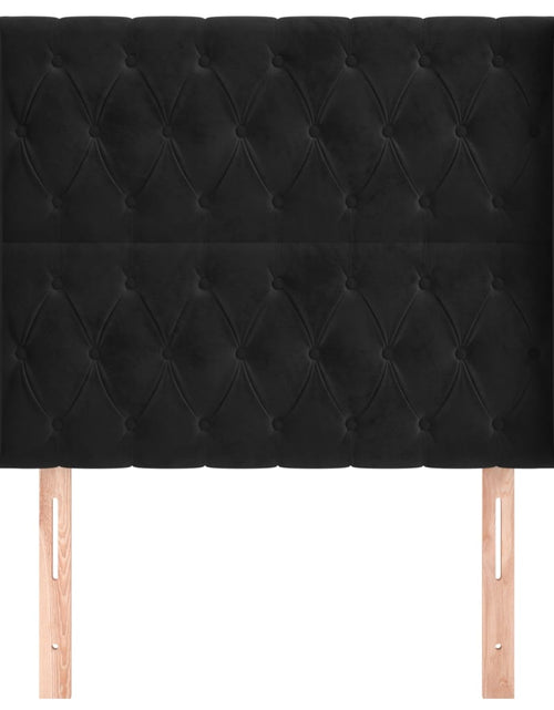 Загрузите изображение в средство просмотра галереи, Tăblie de pat cu aripioare, negru, 103x16x118/128 cm, catifea - Lando
