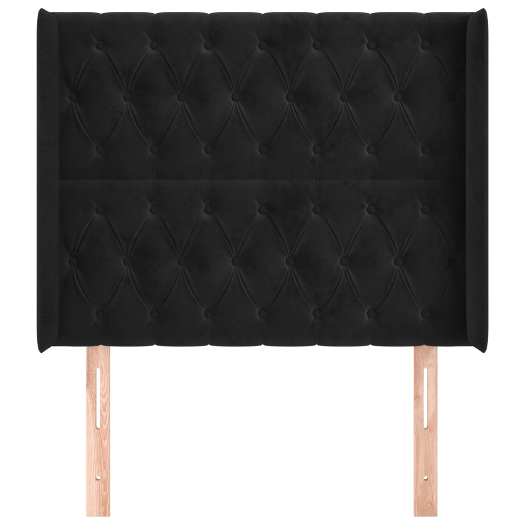 Tăblie de pat cu aripioare, negru, 103x16x118/128 cm, catifea - Lando