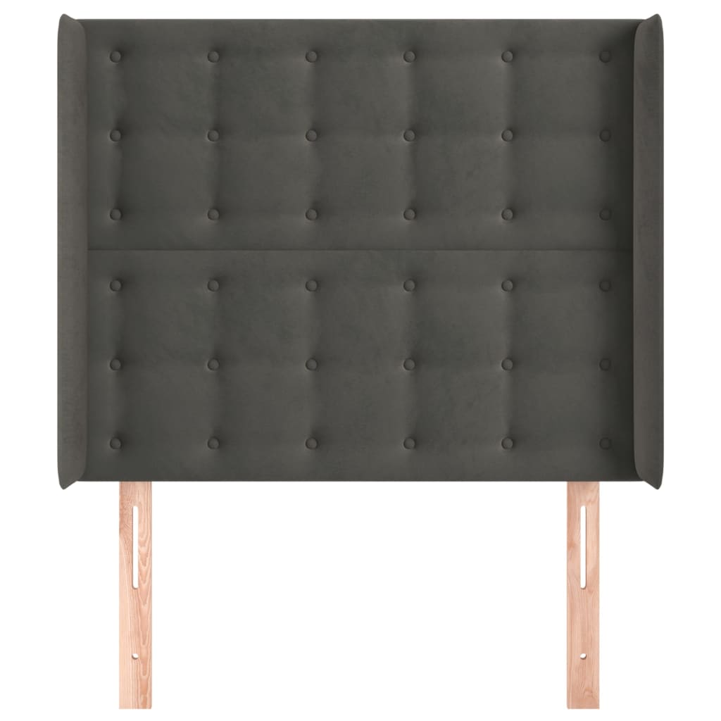 Tăblie de pat cu aripioare gri închis 103x16x118/128 cm catifea - Lando