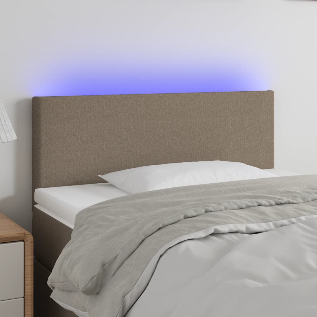 Tăblie de pat cu LED, gri taupe, 80x5x78/88 cm, textil - Lando