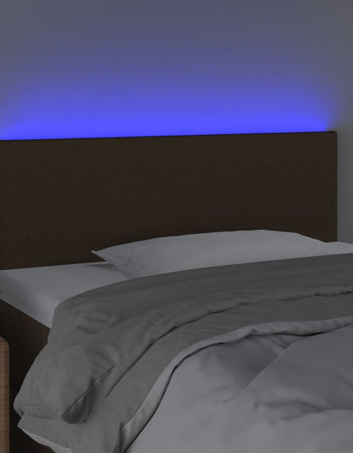 Загрузите изображение в средство просмотра галереи, Tăblie de pat cu LED, maro închis, 90x5x78/88 cm, textil - Lando
