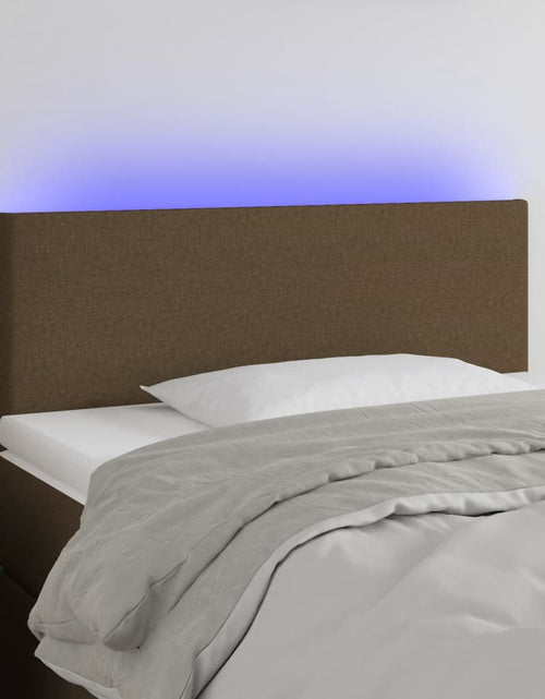 Încărcați imaginea în vizualizatorul Galerie, Tăblie de pat cu LED, maro închis, 90x5x78/88 cm, textil - Lando
