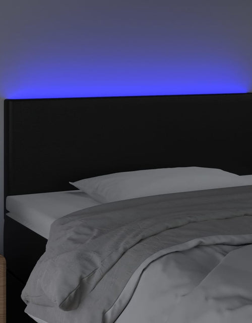 Загрузите изображение в средство просмотра галереи, Tăblie de pat cu LED, negru, 90x5x78/88 cm, piele ecologică - Lando

