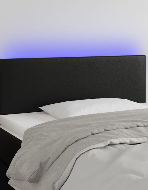 Загрузите изображение в средство просмотра галереи, Tăblie de pat cu LED, negru, 90x5x78/88 cm, piele ecologică - Lando
