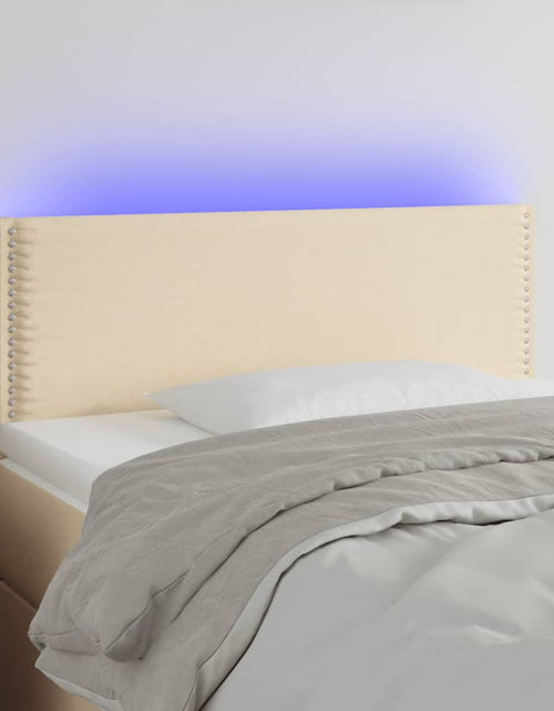 Загрузите изображение в средство просмотра галереи, Tăblie de pat cu LED, crem, 80x5x78/88 cm, textil - Lando
