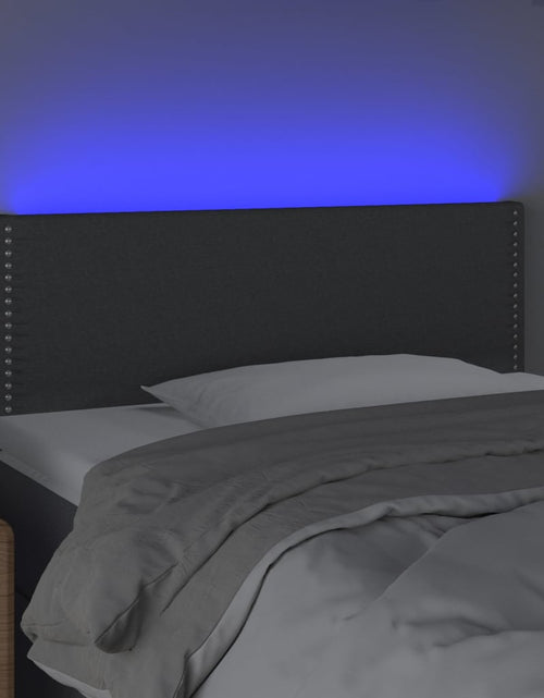 Încărcați imaginea în vizualizatorul Galerie, Tăblie de pat cu LED, gri închis, 100x5x78/88 cm, textil - Lando
