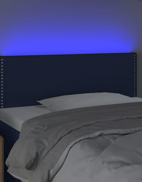 Загрузите изображение в средство просмотра галереи, Tăblie de pat cu LED, albastru, 100x5x78/88 cm, textil - Lando
