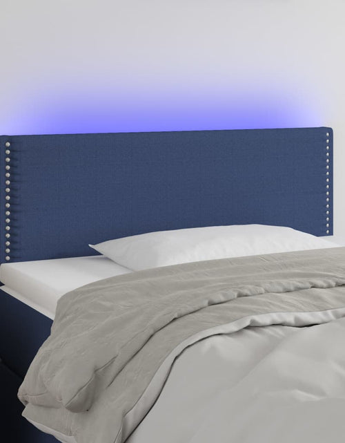Загрузите изображение в средство просмотра галереи, Tăblie de pat cu LED, albastru, 100x5x78/88 cm, textil - Lando
