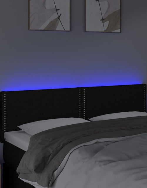 Încărcați imaginea în vizualizatorul Galerie, Tăblie de pat cu LED, negru, 144x5x78/88 cm, textil - Lando
