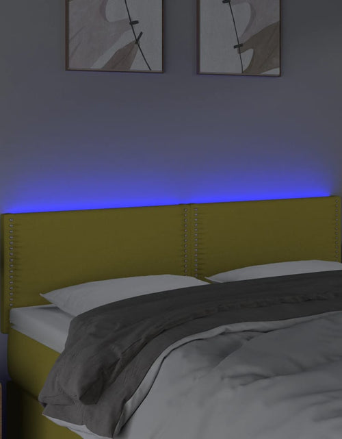 Încărcați imaginea în vizualizatorul Galerie, Tăblie de pat cu LED, verde, 144x5x78/88 cm, textil - Lando
