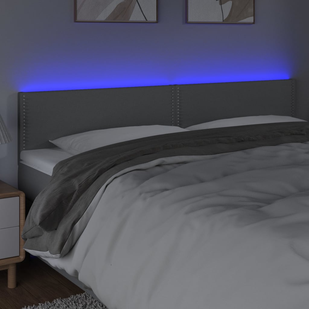 Tăblie de pat cu LED, gri deschis, 160x5x78/88 cm, textil - Lando