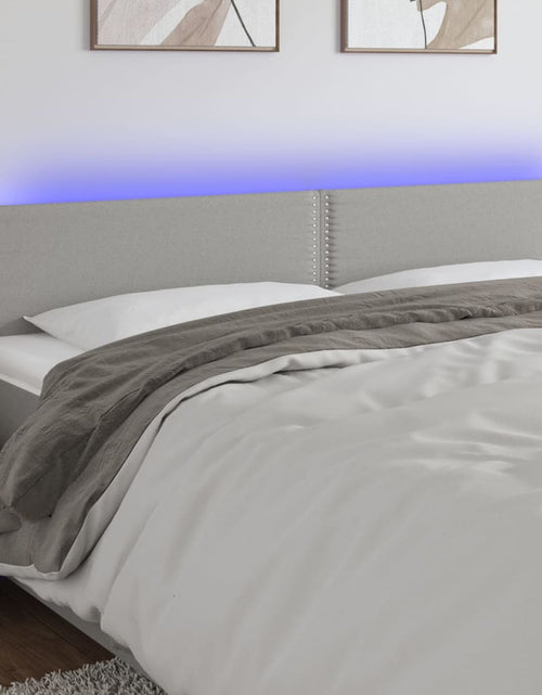 Încărcați imaginea în vizualizatorul Galerie, Tăblie de pat cu LED, gri deschis, 160x5x78/88 cm, textil - Lando

