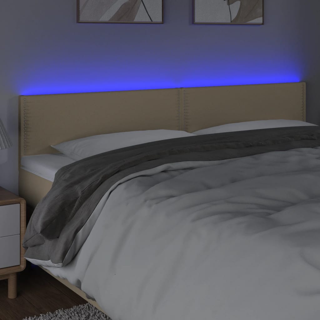 Tăblie de pat cu LED, crem, 160x5x78/88 cm, textil - Lando