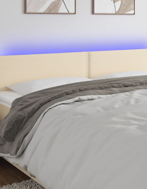 Загрузите изображение в средство просмотра галереи, Tăblie de pat cu LED, crem, 160x5x78/88 cm, textil - Lando

