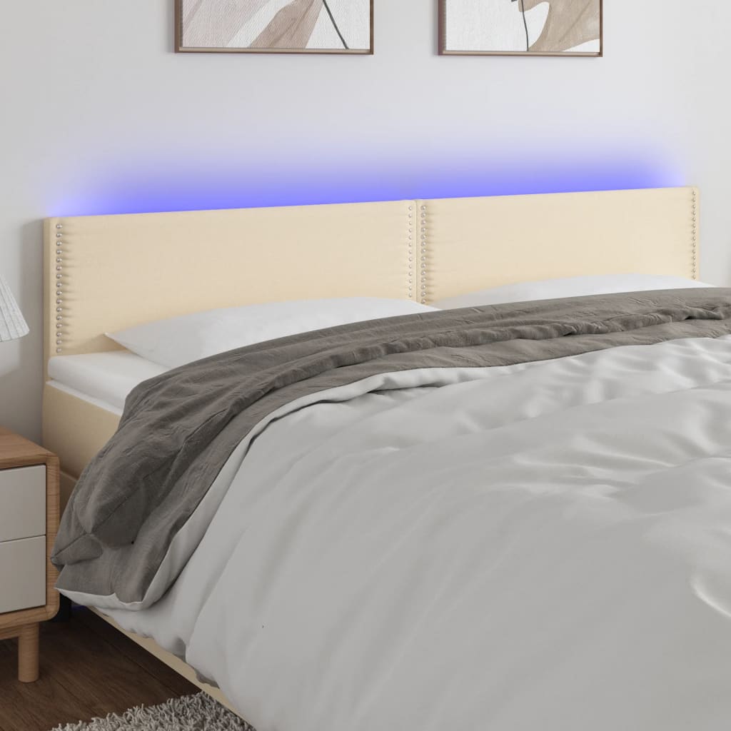 Tăblie de pat cu LED, crem, 160x5x78/88 cm, textil - Lando
