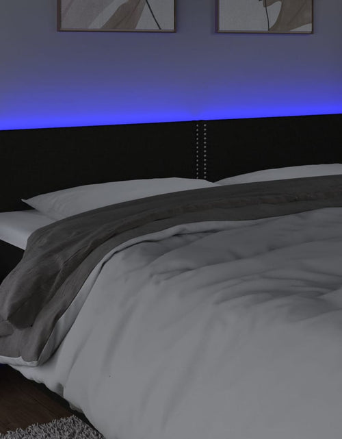 Încărcați imaginea în vizualizatorul Galerie, Tăblie de pat cu LED, negru, 180x5x78/88 cm, textil - Lando
