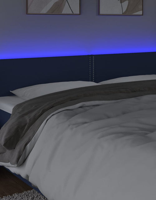 Încărcați imaginea în vizualizatorul Galerie, Tăblie de pat cu LED, albastru, 180x5x78/88 cm, textil - Lando
