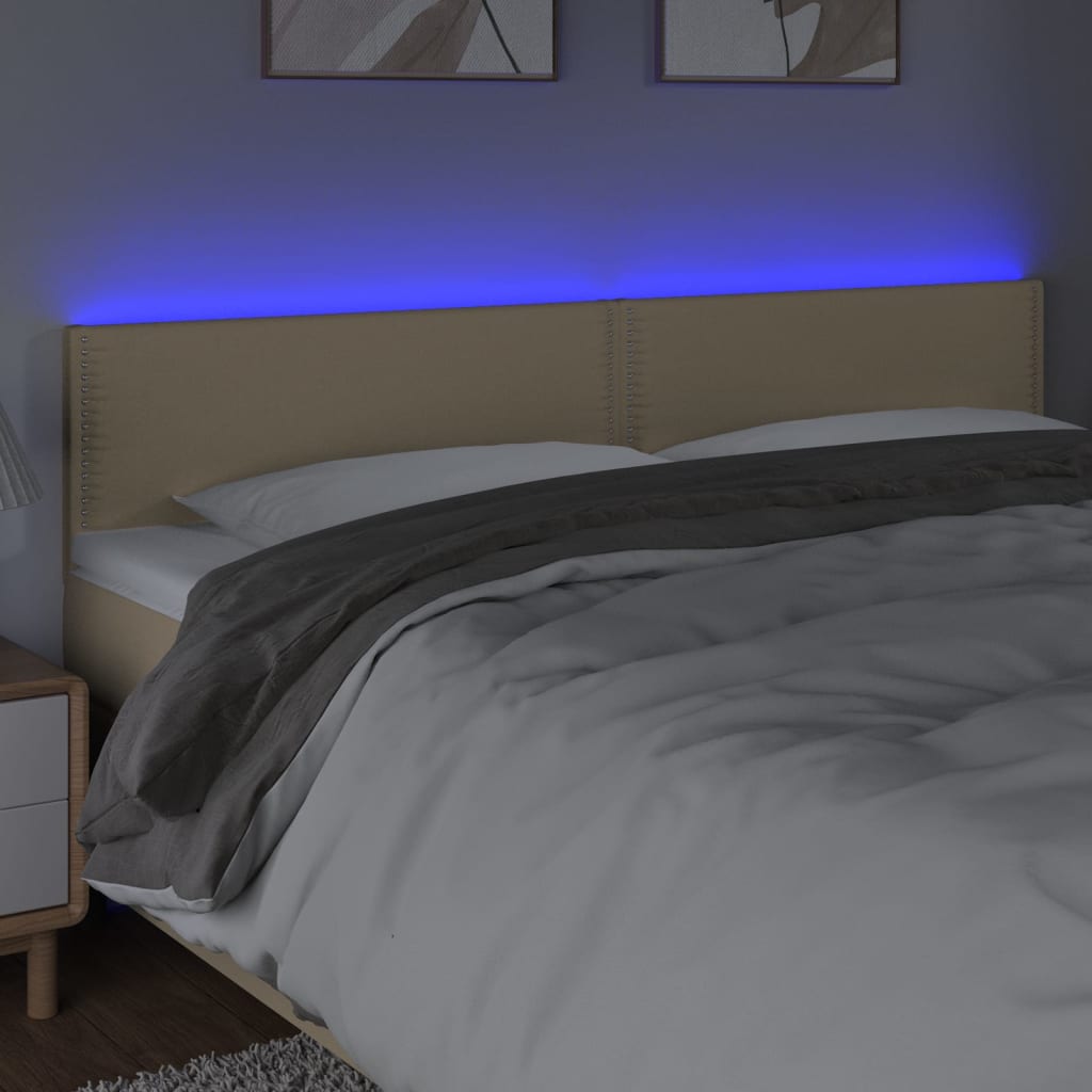 Tăblie de pat cu LED, crem, 200x5x78/88 cm, textil - Lando