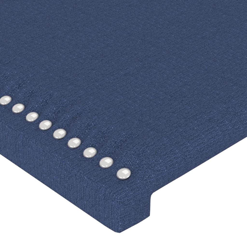 Tăblie de pat cu LED, albastru, 200x5x78/88 cm, textil - Lando