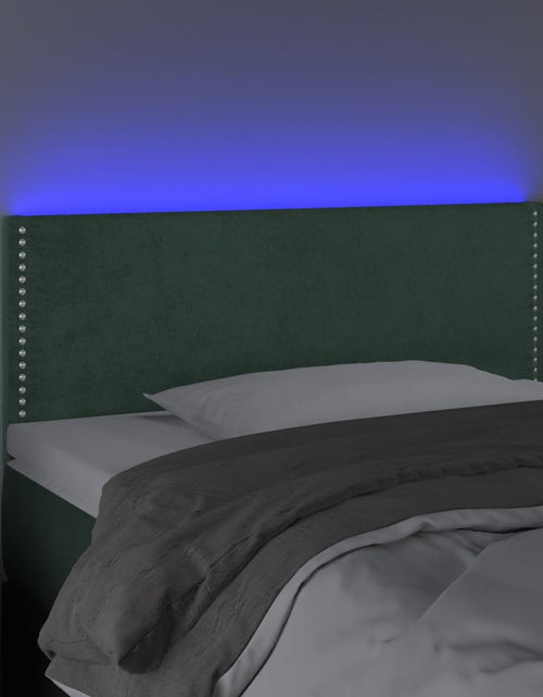Încărcați imaginea în vizualizatorul Galerie, Tăblie de pat cu LED, verde închis, 80x5x78/88 cm, catifea - Lando
