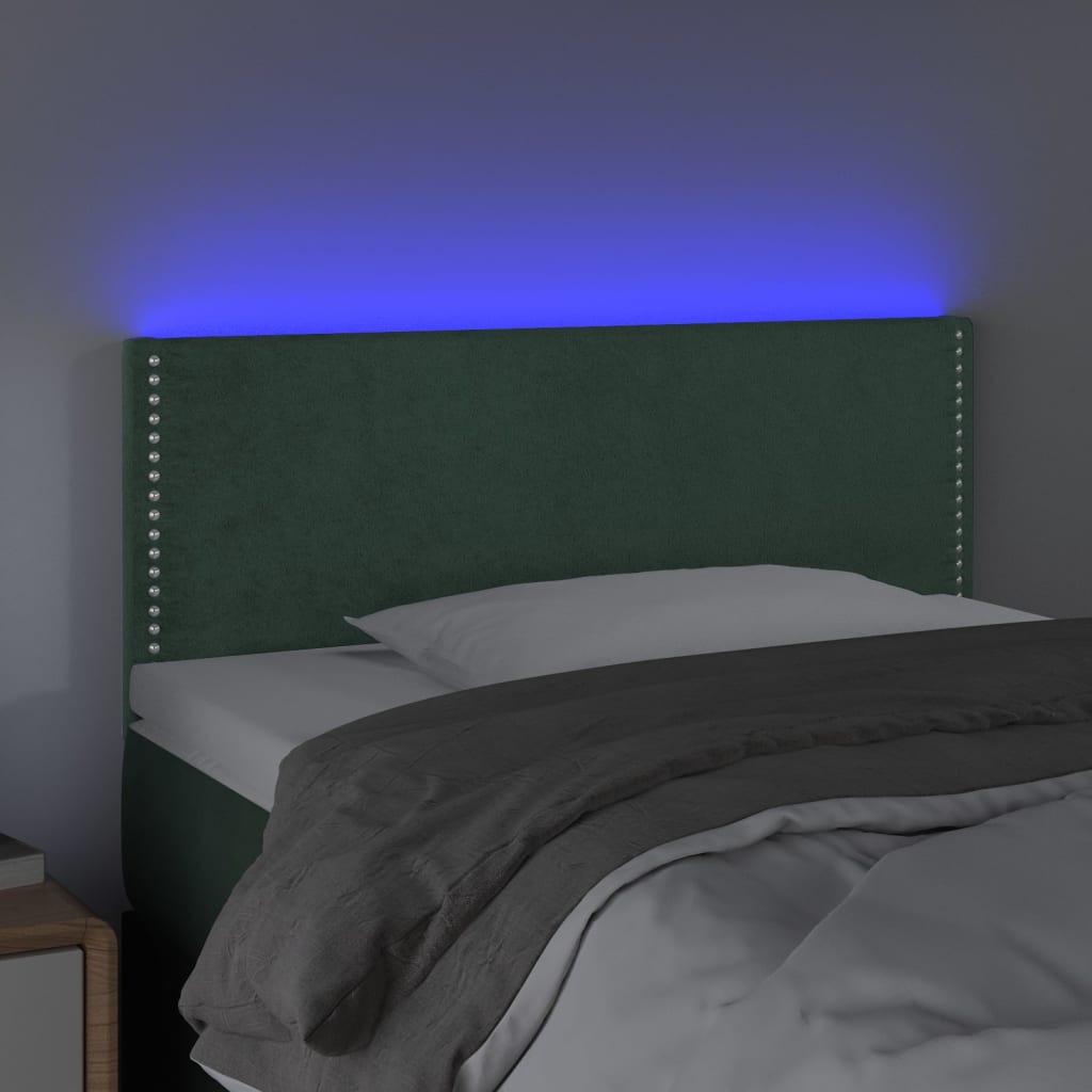 Tăblie de pat cu LED, verde închis, 100x5x78/88 cm, catifea - Lando