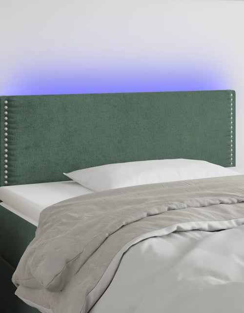 Încărcați imaginea în vizualizatorul Galerie, Tăblie de pat cu LED, verde închis, 100x5x78/88 cm, catifea - Lando
