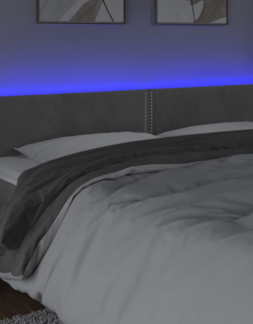 Загрузите изображение в средство просмотра галереи, Tăblie de pat cu LED, gri deschis, 160x5x78/88 cm, catifea - Lando

