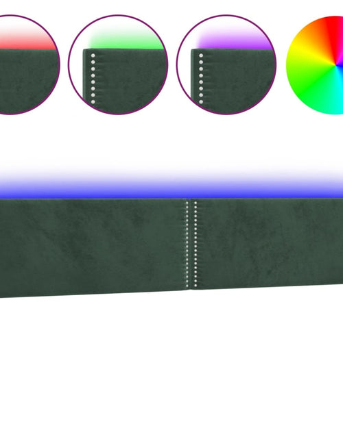 Încărcați imaginea în vizualizatorul Galerie, Tăblie de pat cu LED, verde închis, 160x5x78/88 cm, catifea - Lando
