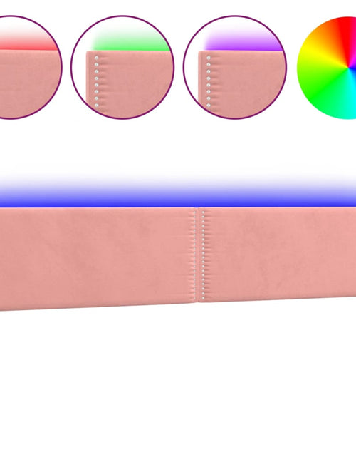 Încărcați imaginea în vizualizatorul Galerie, Tăblie de pat cu LED, roz, 180x5x78/88 cm, catifea - Lando
