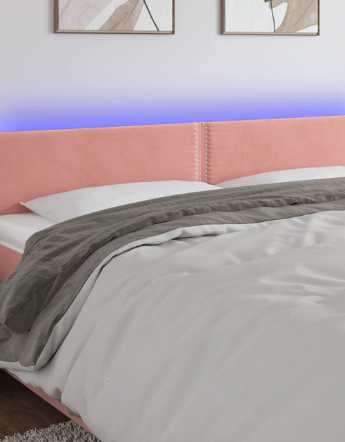 Загрузите изображение в средство просмотра галереи, Tăblie de pat cu LED, roz, 180x5x78/88 cm, catifea - Lando
