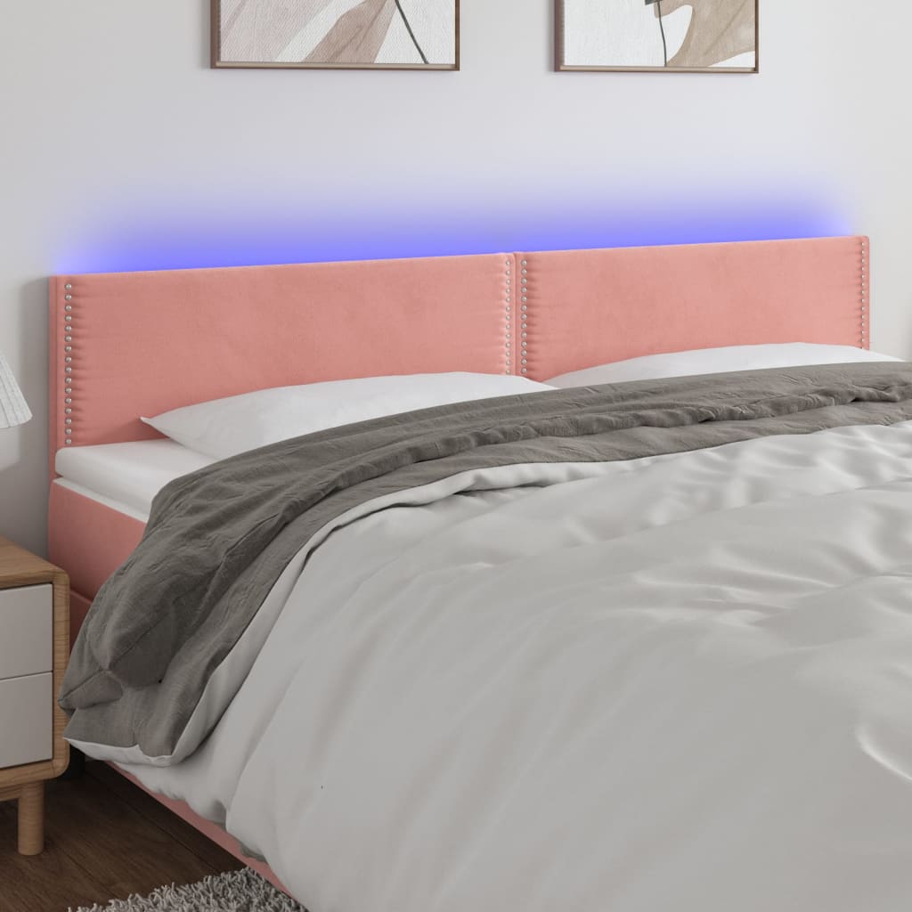Tăblie de pat cu LED, roz, 180x5x78/88 cm, catifea - Lando