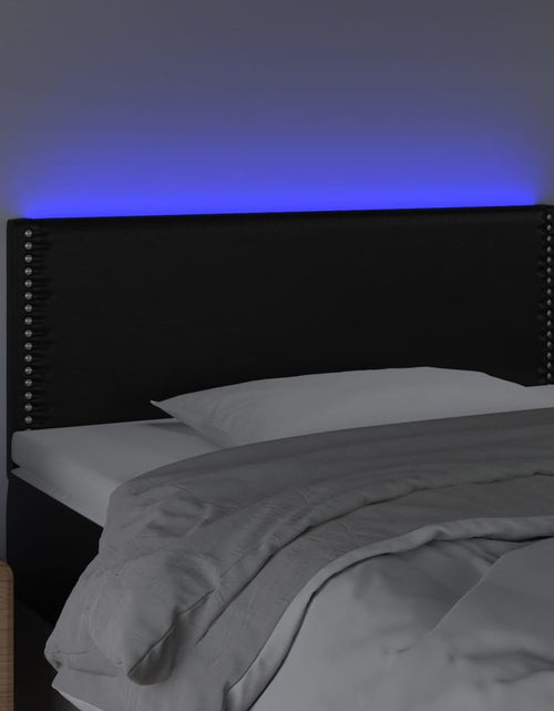 Încărcați imaginea în vizualizatorul Galerie, Tăblie de pat cu LED, negru, 80x5x78/88 cm, piele ecologică - Lando
