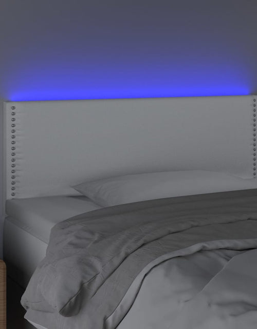 Încărcați imaginea în vizualizatorul Galerie, Tăblie de pat cu LED, alb, 90x5x78/88 cm, piele ecologică - Lando
