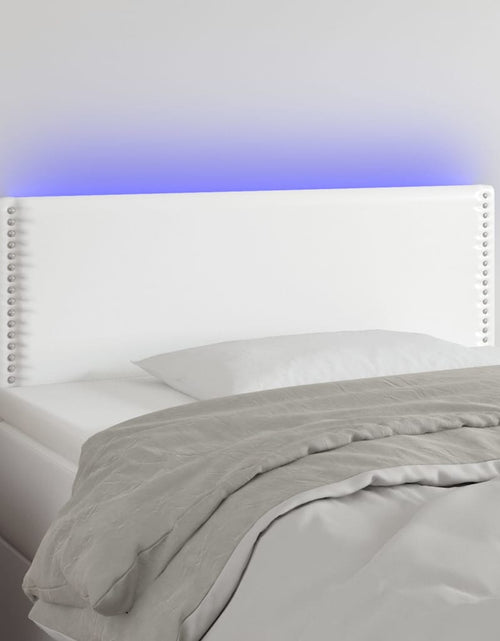 Încărcați imaginea în vizualizatorul Galerie, Tăblie de pat cu LED, alb, 90x5x78/88 cm, piele ecologică - Lando
