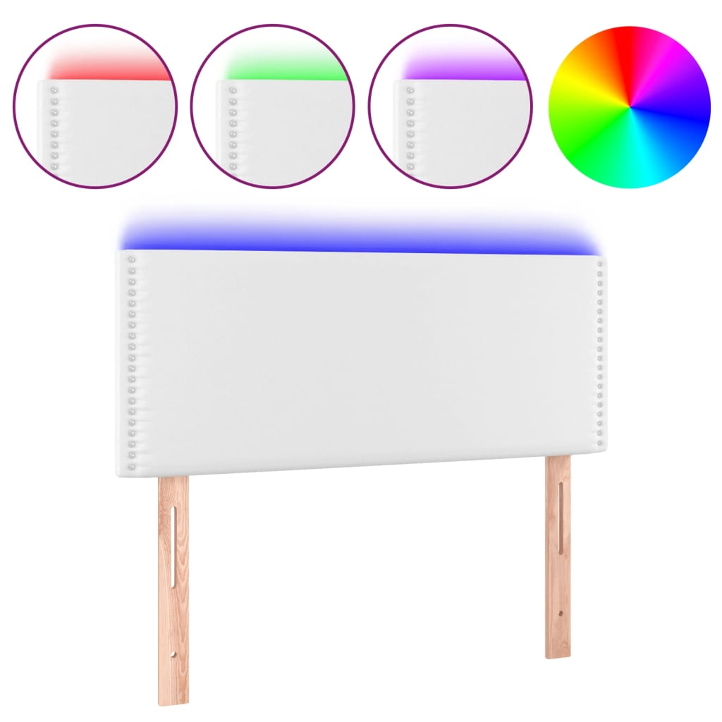 Tăblie de pat cu LED, alb, 100x5x78/88 cm, piele ecologică - Lando