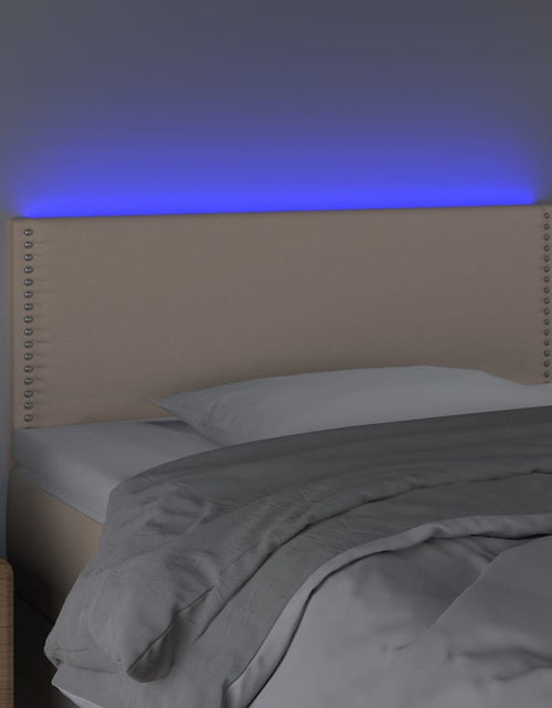 Încărcați imaginea în vizualizatorul Galerie, Tăblie de pat cu LED cappuccino 100x5x78/88 cm piele ecologică - Lando
